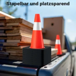 Wiltec Verkehrskegel 45 cm hoch 2 Stück, Leitkegel zum Absichern, Pylon reflektierend, Warnkegel aus robustem PVC und Gummi für Baustellen