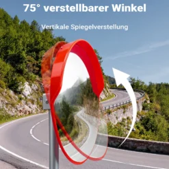 Wiltec Verkehrsspiegel 80 cm konvex mit Schutzhaube, runder Sicherheitsspiegel mit 160-160° Sichtfeld, Konvexspiegel aus Polycarbonat, Überwachungsspiegel für Ausfahrten inkl. Montagematerial