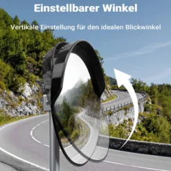 Wiltec Verkehrsspiegel 75 cm konvex mit Schutzhaube Schwarz, runder Sicherheitsspiegel mit 160° Sichtfeld, Konvexspiegel für Ausfahrten inkl. Montagematerial