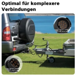 Wiltec Verlängerungskabel 3 m 7-polig auf 13-polig, Anhängerkabel PVC, robustes Elektrokabel mit Stecker & Buchse, Verlängerungskabel für Anhänger und Wohnwagen