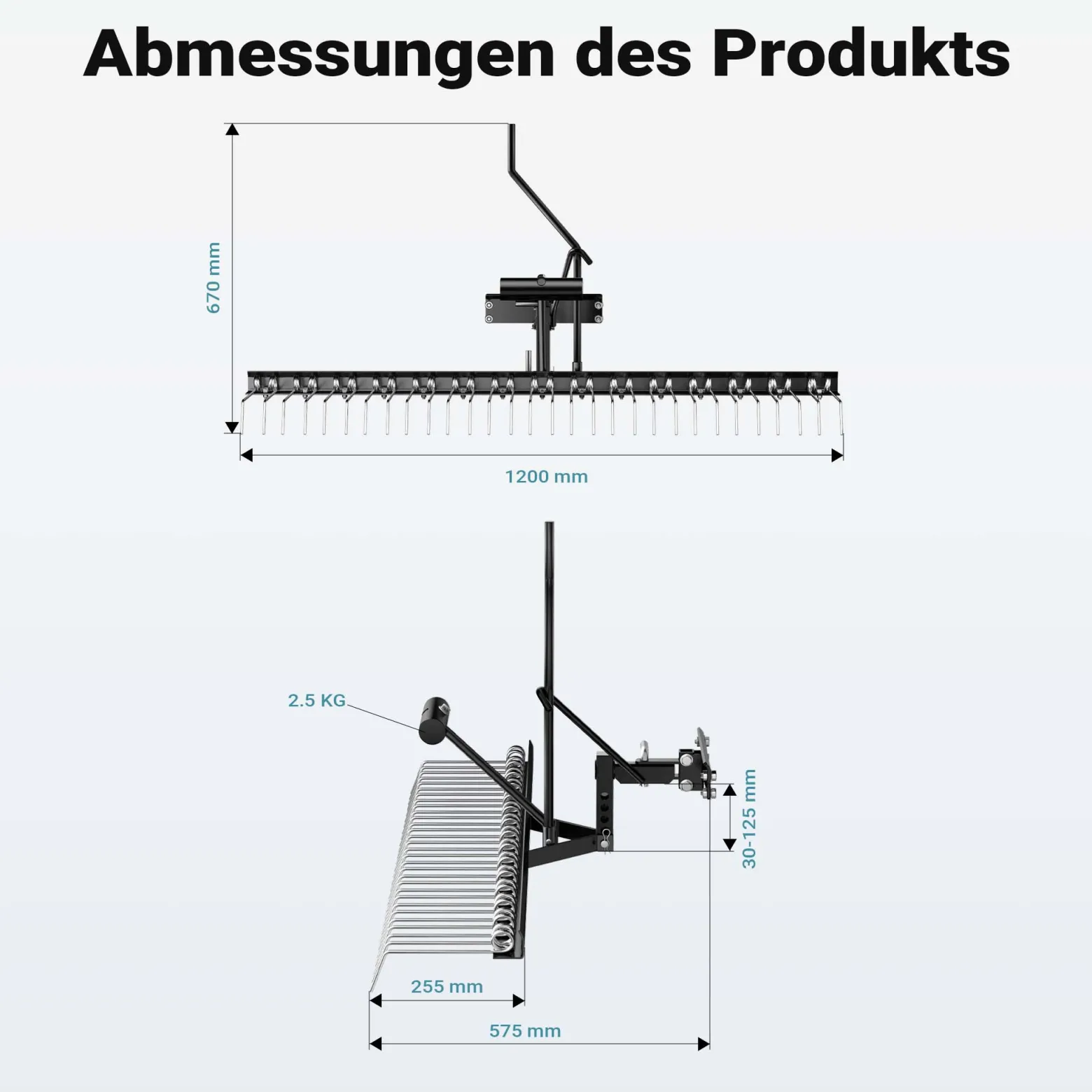 Wiltec Vertikutierer 120 cm für Aufsitzmäher, Rasenlüfter mit Stahlfedern für Rasentraktor, Rasenvertikutierer zum Rasen lüften und als Moosentferner