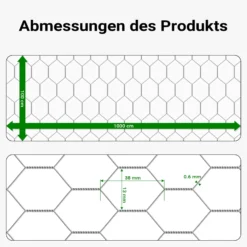 Wiltec Volierendraht 10 x 1 m, Hasendraht mit 13 mm Maschenweite, Sechseckgeflecht Stahl verzinkt, wetterfester Hühnerdraht für Gehege