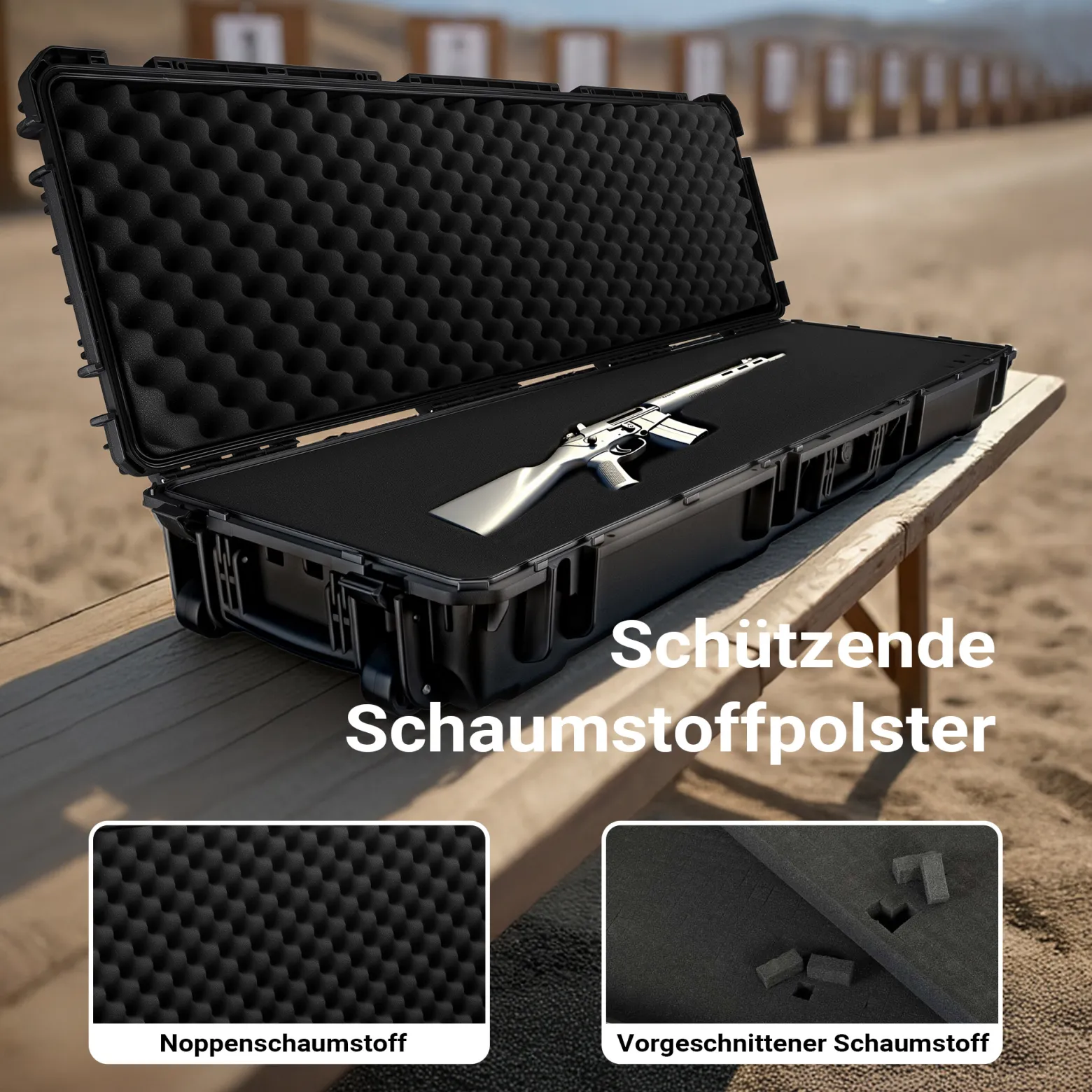 Wiltec Waffenkoffer 139,6 x 44,9 x 18,8 cm aus PP, Bogenkoffer für Bogensport und Gewehre