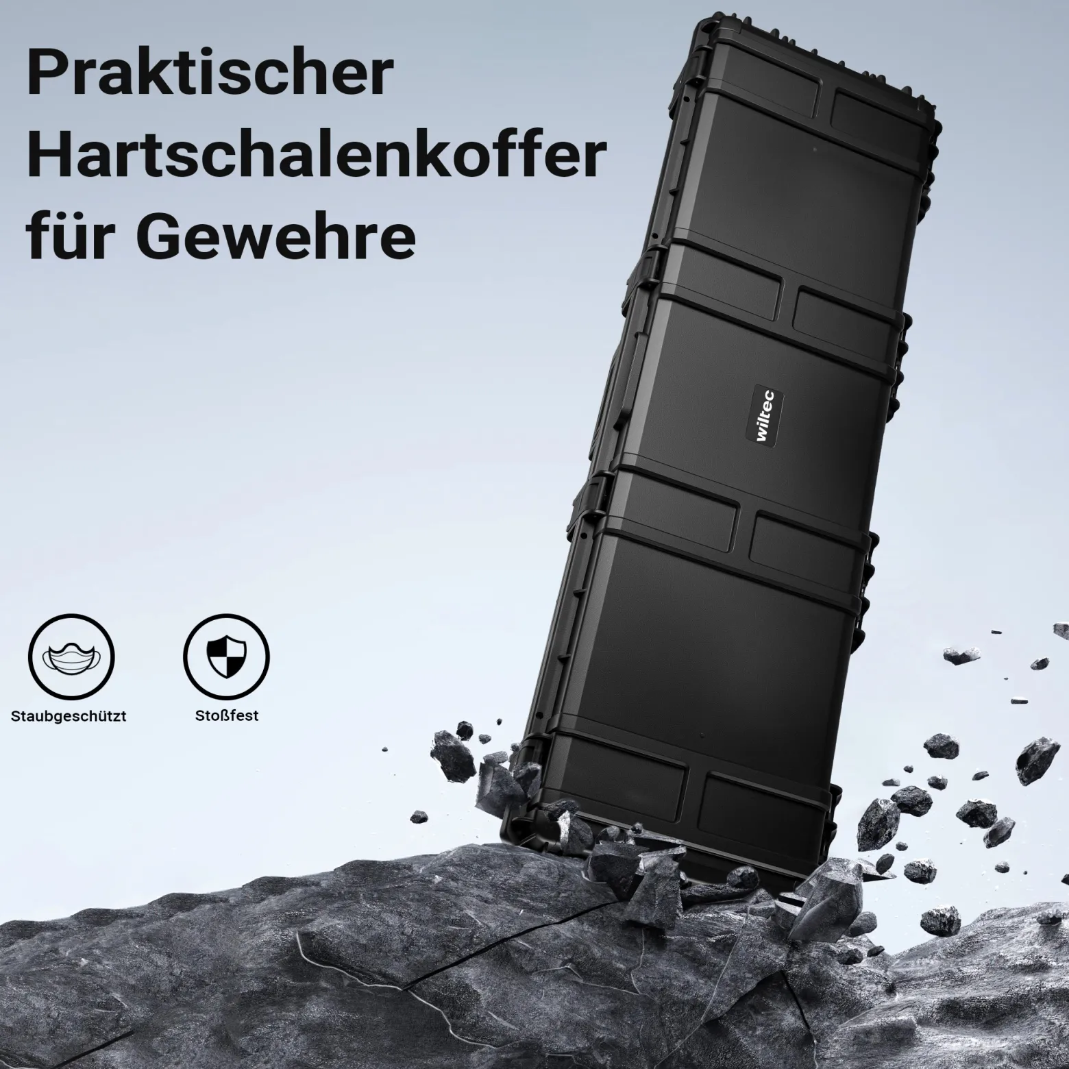 Wiltec Waffenkoffer 139,6 x 44,9 x 18,8 cm aus PP, Bogenkoffer für Bogensport und Gewehre