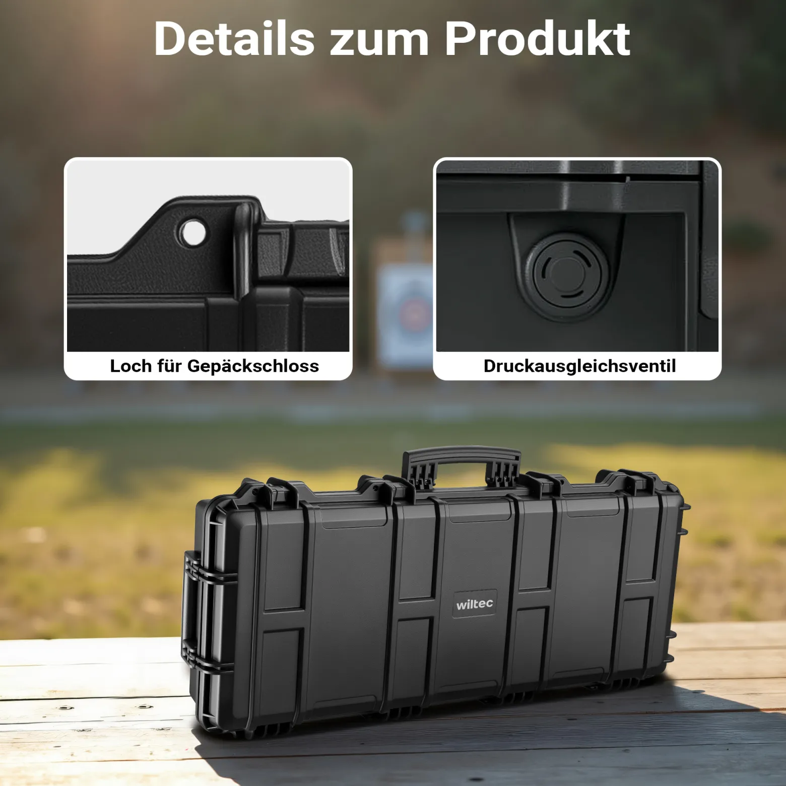 Wiltec Waffenkoffer 97,8 x 42 x 17,3 cm für Langwaffen, Gewehrkoffer mit Schaumstoffpolsterung für sicheren Transport, Langwaffenkoffer mit hoher Traglast und Tragegriff