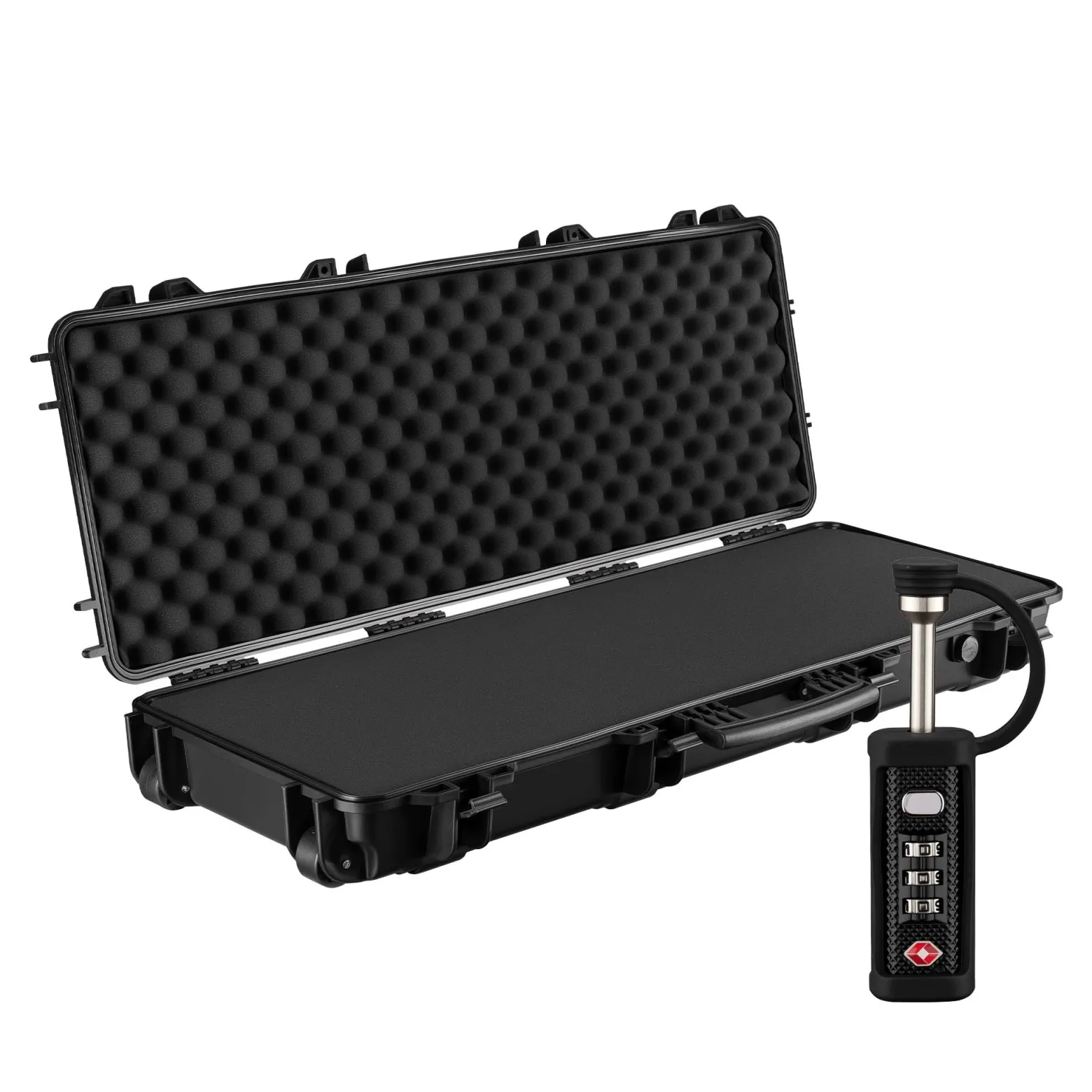 Wiltec Waffenkoffer 109,8 x 41,5 x 15,5 cm mit Kofferschloss, Koffer für Langwaffen, Gewehrkoffer mit Schaumstoffpolsterung, Langwaffenkoffer mit hoher Traglast