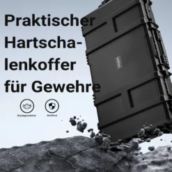 Wiltec Waffenkoffer 101,8 x 50,3 x 19 cm mit Kofferschloss, Koffer für Langwaffen, Gewehrkoffer mit Schaumstoffpolsterung und Rollen, Langwaffenkoffer mit hoher Traglast