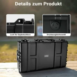 Wiltec Waffenkoffer 101,8 x 50,3 x 19 cm mit Kofferschloss, Koffer für Langwaffen, Gewehrkoffer mit Schaumstoffpolsterung und Rollen, Langwaffenkoffer mit hoher Traglast