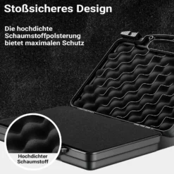 Wiltec Waffenkoffer 310 x 256 x 86 mm mit Kofferschloss, Koffer für Kurzwaffen, Pistolenkoffer mit Schaumstoffpolsterung für sicheren Transport