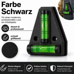 Wiltec Wasserwaage magnetisch 4 Stück Kreuzwasserwaage aus ABS mit Magnetrückseite mit je 2 Libellen, Magnetwasserwaage für Wohnmobil, Haushalt und Bau