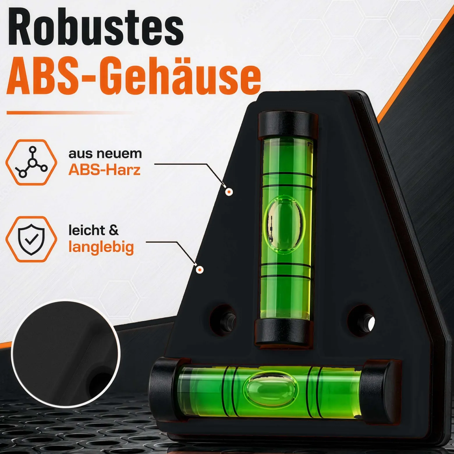 Wiltec Wasserwaage magnetisch 4 Stück Kreuzwasserwaage aus ABS mit Magnetrückseite mit je 2 Libellen, Magnetwasserwaage für Wohnmobil, Haushalt und Bau