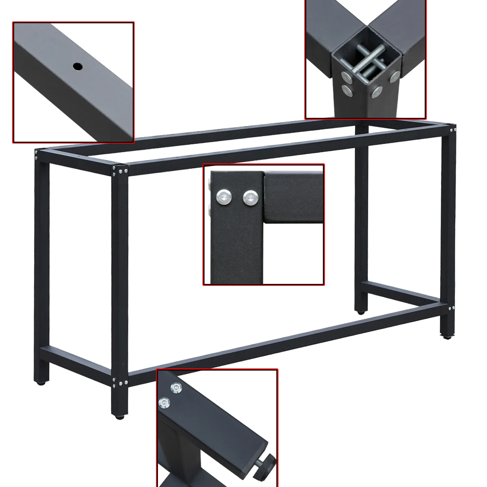 Wiltec Werkbankgestell 125 x 50 x 80 cm, Tischgestell belastbar bis 250 kg, Werkbank Untergestell mit höhenverstellbaren Füßen bis 83,5 cm