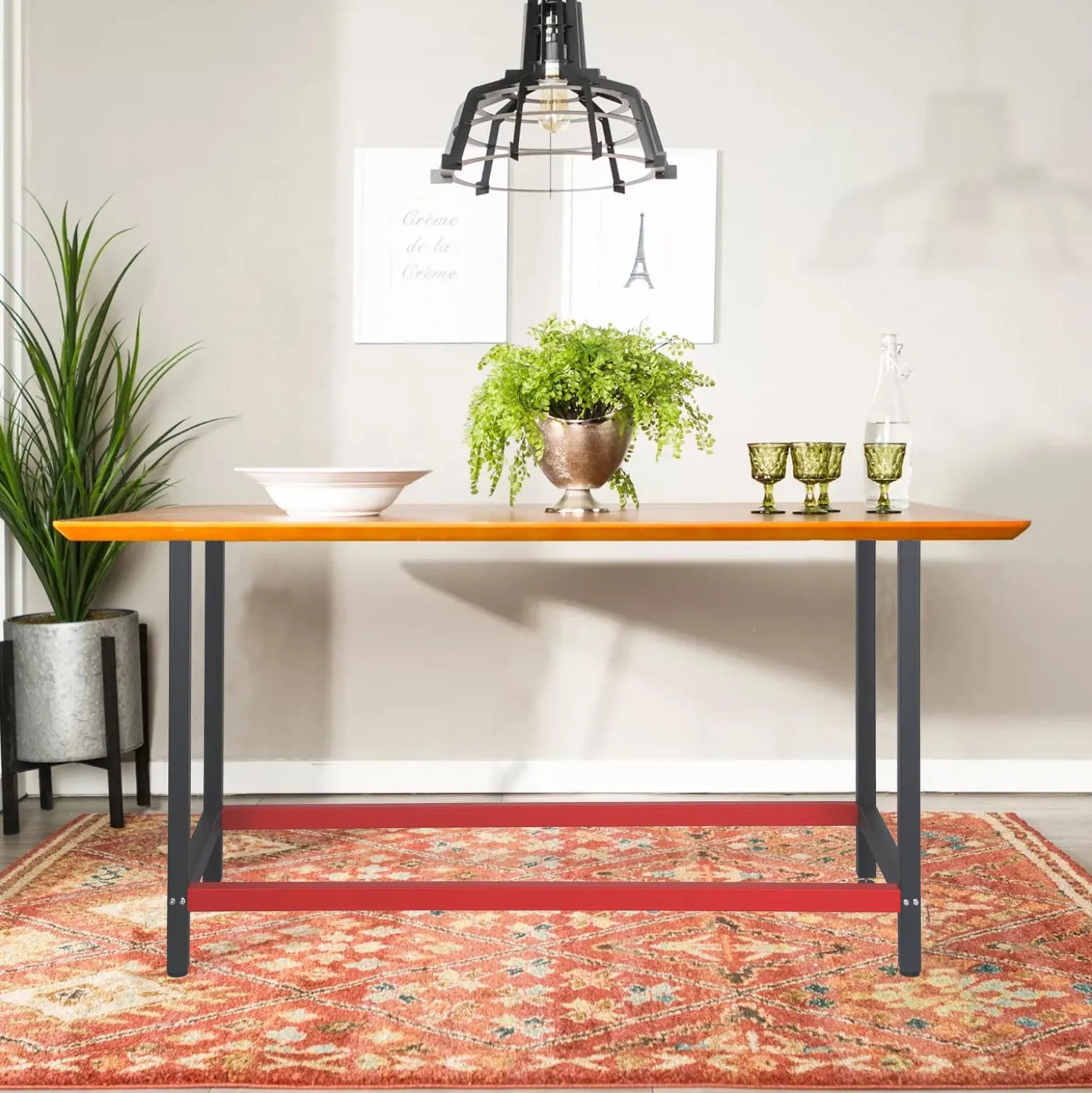 Wiltec Werkbank Gestell 125 x 57 x 81 cm aus Stahl, Werkbankgestell in Anthrazit Rot, Tischgestell max. 200 kg als Werkbank, Arbeitstisch & Sideboard