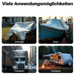 Wiltec wetterfeste Abdeckplane grün grau, wasserfeste Plane mit Ösen 3 x 2 m, PE Plane 120 g/m², UV-resistente Gartenplane, robuste Schutzplane
