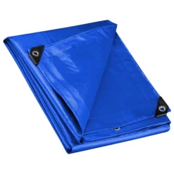 Wiltec wetterfeste Abdeckplane blau, wasserfeste Plane mit Ösen 7 x 6 m, PE Plane 240 g/m², UV-resistente Gartenplane, robuste Schutzplane