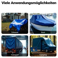 Wiltec wetterfeste Abdeckplane blau, wasserfeste Plane mit Ösen 7 x 6 m, PE Plane 240 g/m², UV-resistente Gartenplane, robuste Schutzplane