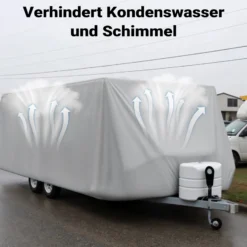Wiltec Wohnwagen Schutzhülle Größe M 520 x 225 x 220 cm Plane, Abdeckplane für Caravan und Wohnmobil, Wohnwagenplane aus PP, Schutzhaube Abdeckung