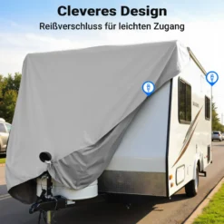 Wiltec Wohnwagen Schutzhülle Größe M 520 x 225 x 220 cm Plane, Abdeckplane für Caravan und Wohnmobil, Wohnwagenplane aus PP, Schutzhaube Abdeckung
