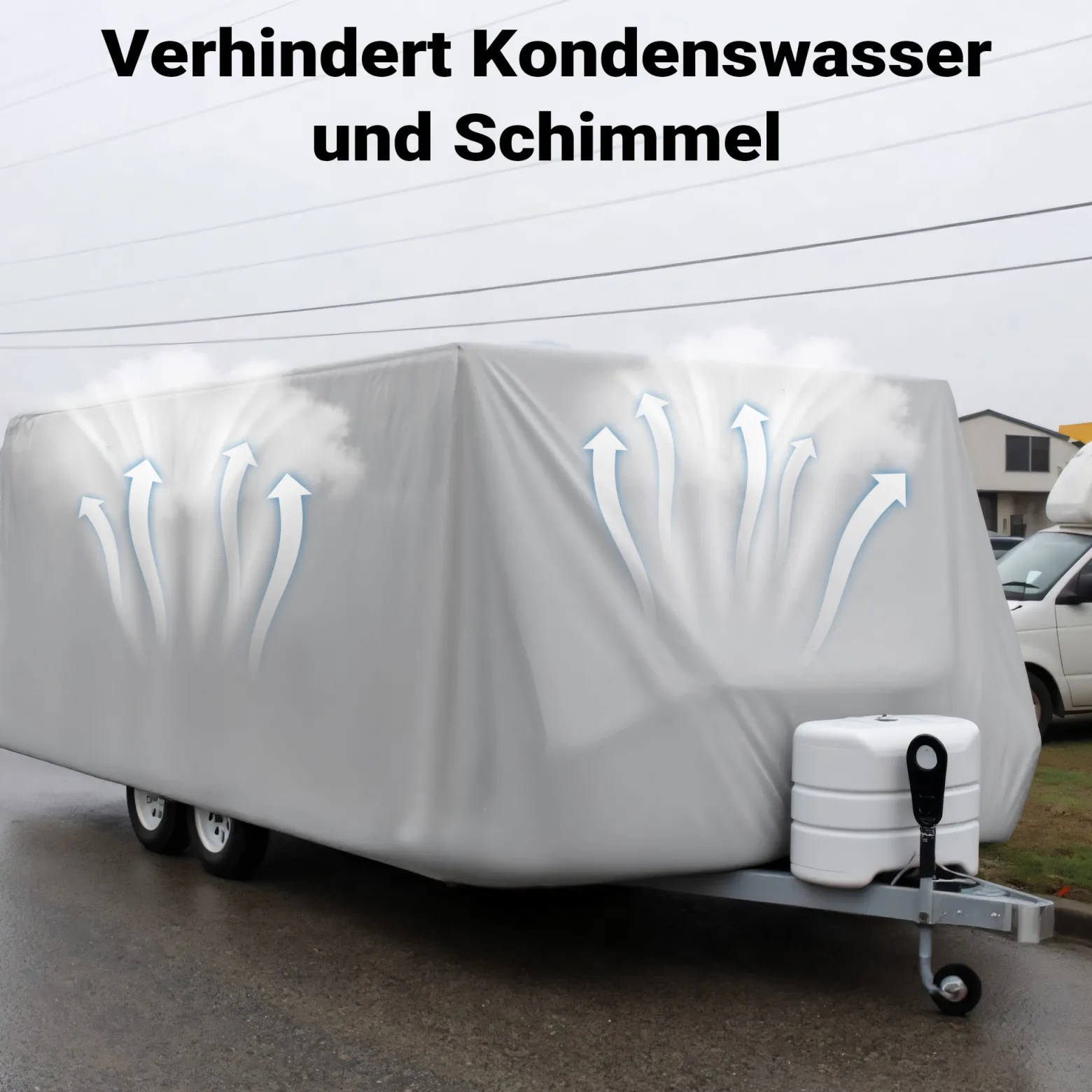 Wiltec Wohnwagen Schutzhülle Größe L 580 x 225 x 220 cm Plane, Abdeckplane für Caravan und Wohnmobil, Wohnwagenplane aus PP, Schutzhaube Abdeckung