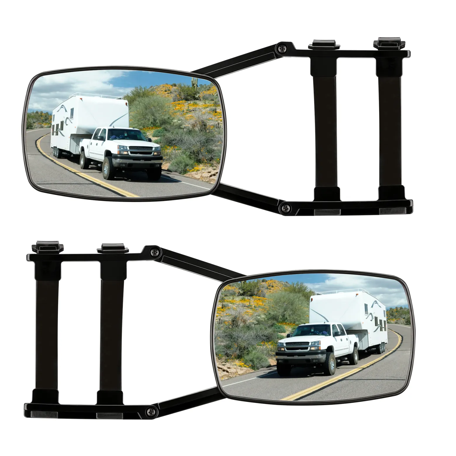 Wiltec Wohnwagenspiegel 2 Stück universal Außenspiegel 2er Set für Wohnwagen und Caravan mit Gummiriemen, drehbar und zusammenklappbar