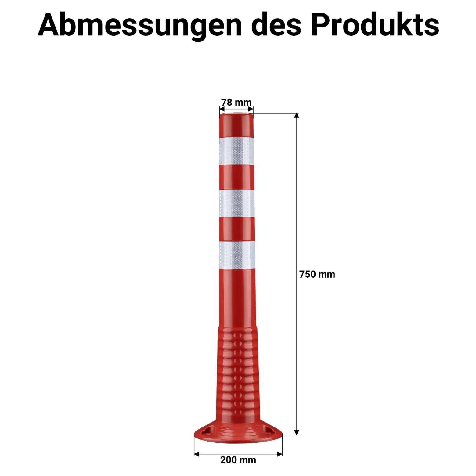 Wiltec 2x Absperrpfosten Ø 20 x 75 cm aus PU, Sperrpfosten mit Reflexionsstreifen, mobile Absperrung mit Schrauben, Aufprallschutz für Fahrzeuge