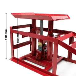 Wiltec 2x Auffahrrampe mit hydraulischem Wagenheber 2000 kg, höhenverstellbar bis 30 cm, Auffahrschiene mit Überfahrschutz, Verladerampe