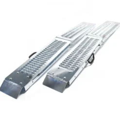 Wiltec 2x Auffahrrampe 180x22,5 cm 400 kg für Motorrad ATV Quad, Auffahrschiene verzinkter Stahl, Verladerampe rutschsicher, klappbar