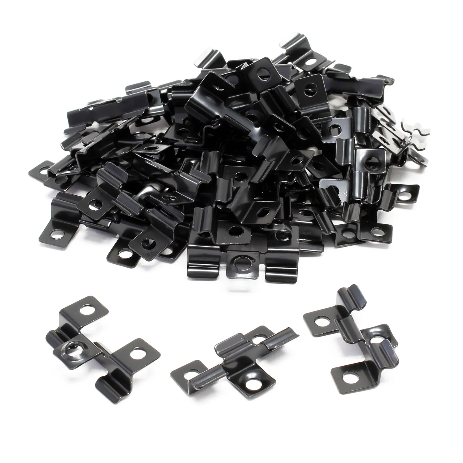 Wiltec 50x Edelstahl Clips 6mm Terrassendielen Montage, für 6mm Seitennut, Befestigungsklammer aus Edelstahl, schwarz
