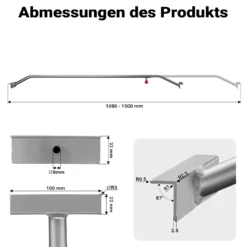 Wiltec 2x Flachplanenbügel 108-150 cm für Anhänger, verstellbare Aluminiumbügel für Anhängerplanen, Planenspanner für Flachplanen