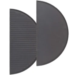 Wiltec 2x Gusseisen Grillplatte 46,7 x 22,8 x 1,5 cm, Gusseisenplatte für Grill mit guter Hitzespeicherung, Grillgitter für typische Grillstreifen auf Grillgut, Grillzubehör für BBQ