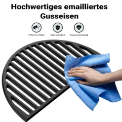 Wiltec 2x Gusseisen Grillrost 46,7 x 22,8 x 0,9 cm, Gussrost für Grill mit guter Hitzespeicherung, Grillgitter für typische Grillstreifen auf Grillgut, Grillzubehör für BBQ