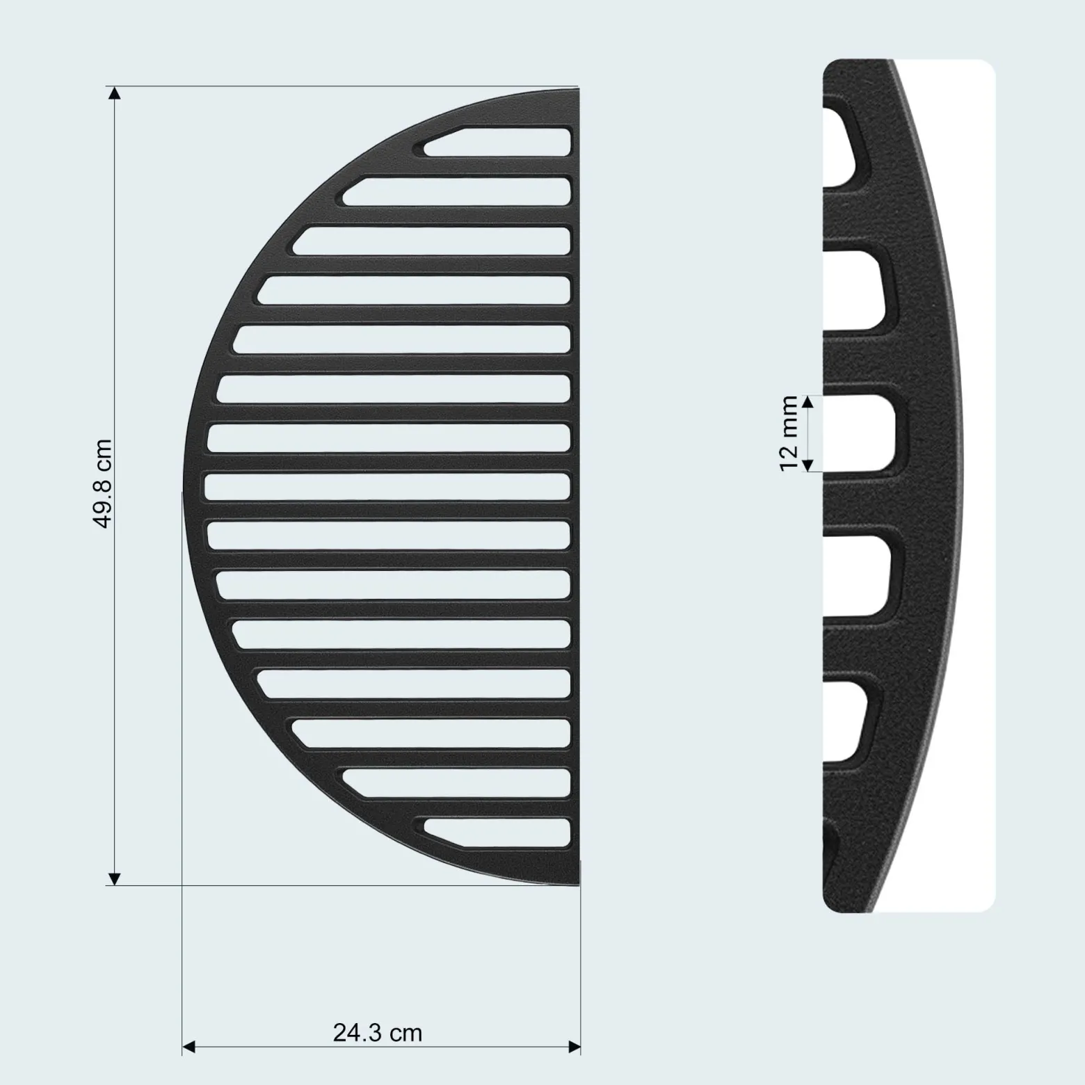 Wiltec 2x Gusseisen Grillrost 49,8 x 24,3 x 0,9 cm, Gussrost für Grill mit guter Hitzespeicherung, Grillgitter für typische Grillstreifen auf Grillgut, Grillzubehör für BBQ