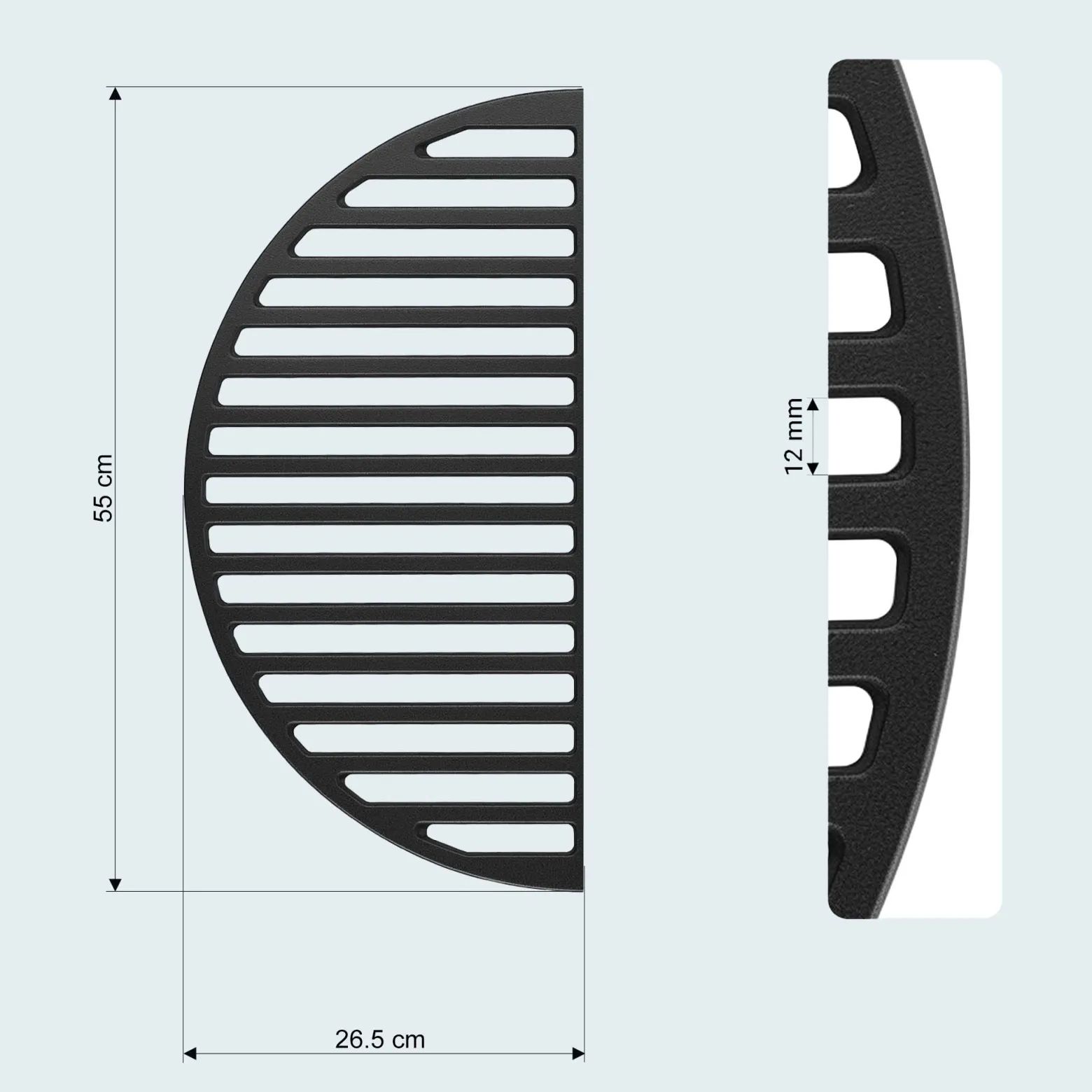 Wiltec 2x Gusseisen Grillrost 55 x 26,5 x 0,9 cm, Gussrost für Grill mit guter Hitzespeicherung, Grillgitter für typische Grillstreifen auf Grillgut, Grillzubehör für BBQ