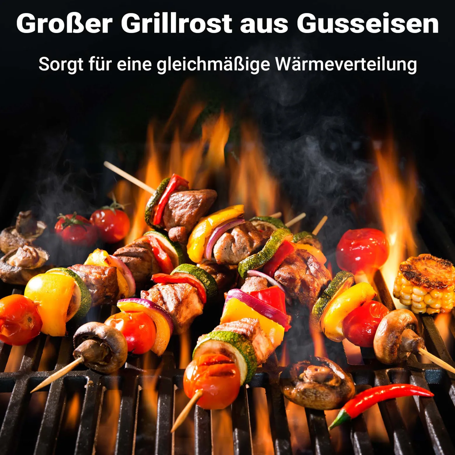 Wiltec 2x Gusseisen Grillrost 55 x 26,5 x 0,9 cm, Gussrost für Grill mit guter Hitzespeicherung, Grillgitter für typische Grillstreifen auf Grillgut, Grillzubehör für BBQ