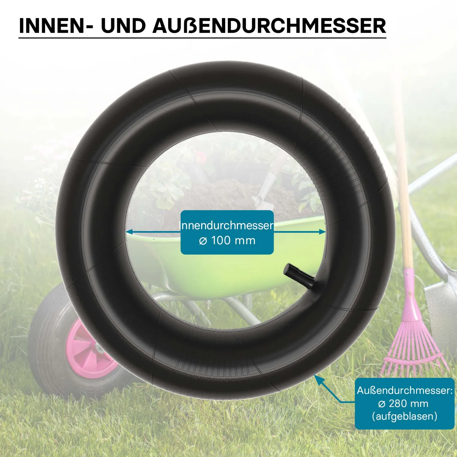 Wiltec 2x Luftschlauch Aufsitzmäher 11x3.50-4 Reifenschlauch Ventil gerade Rasentraktor