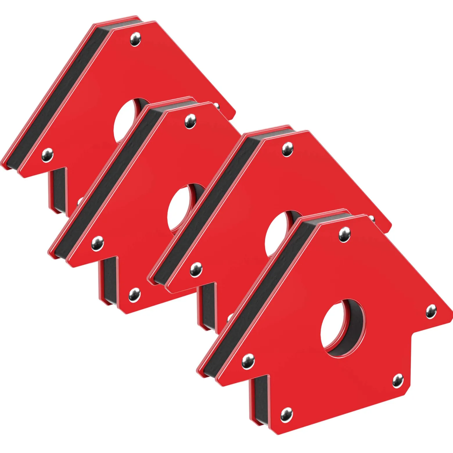 Wiltec 4x Schweißmagnet 20 kg Haftkraft, 150 x 102 x 16 mm Schweißwinkel mit 45°, 90° und 135°, Schweißzubehör Magnetwinkel hält Werkstücke zusammen