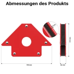 Wiltec 4x Schweißmagnet 32 kg Haftkraft, 190 x 120 x 26 mm Schweißwinkel mit 45°, 90° und 135°, Schweißzubehör Magnetwinkel hält Werkstücke zusammen