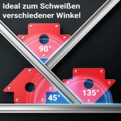 Wiltec 4x Schweißmagnet 11 kg/ 20 kg, Schweißwinkel mit 45°, 90° und 135° kompakte Maße, Schweißzubehör Magnetwinkel hält Werkstücke zusammen