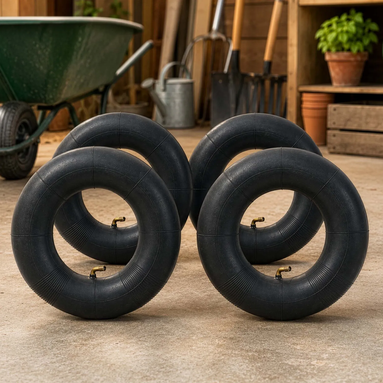 Wiltec 4x Standard Schlauch für Reifen Größe 3.00/3.50-4, bis 100 kg Traglast, mit abgewinkeltem Ventil TR87 für Schubkarren, Sackkarren und E-Scooter