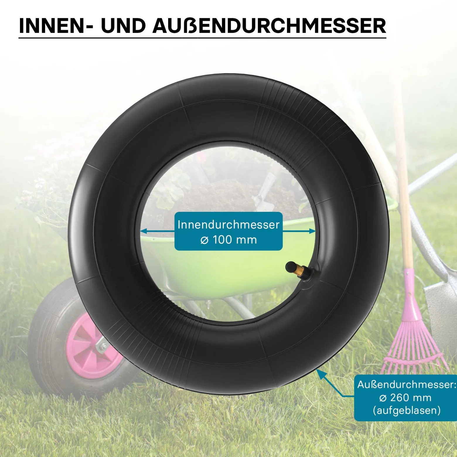 Wiltec 4x Standard Schlauch für Reifen Größe 3.00/3.50-4, bis 100 kg Traglast, mit abgewinkeltem Ventil TR87 für Schubkarren, Sackkarren und E-Scooter