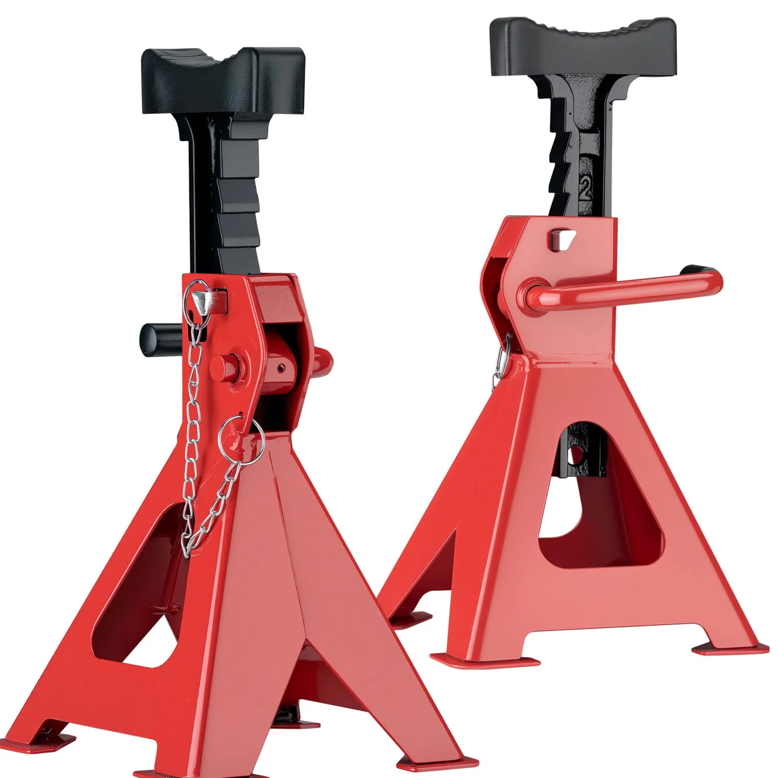 Wiltec 2 x Unterstellbock höhenverstellbar je 3 t Tragkraft, Stützböcke Hubhöhe 29-42,5 cm, Autobock mit Gummischutz, KFZ Bock mit Sicherungssplint