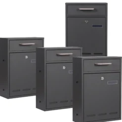 2x2 Briefkasten V53 Anthrazit Postkasten mit Briefkastenständer und Sichtschlitzen, Postbox