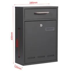 2x3 Briefkasten V53 Anthrazit Postkasten abschließbarer Wandbriefkasten mit Sichtschlitzen