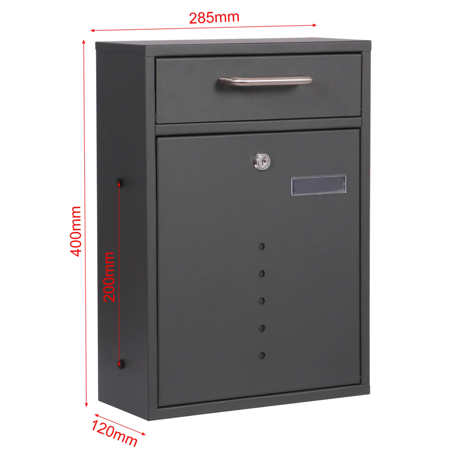 2x2 Briefkasten V51 in Anthrazit Postkasten abschließbarer Wandbriefkasten mit Sichtfenstern