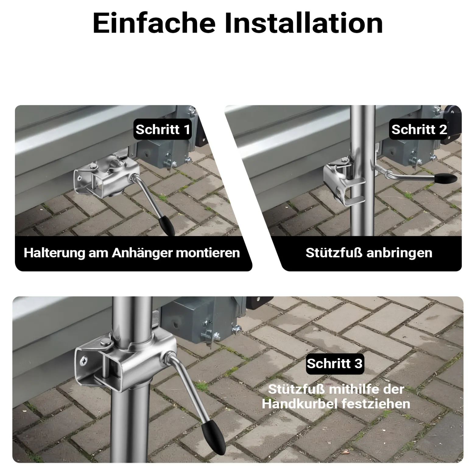 XPOtool Anhängerstütze 2 Stück, höhenverstellbar 510-760 mm, 130 x 90 x 760 mm, Abstellstütze mit 2 Klemmhaltern Ø 48 mm, Anhänger
