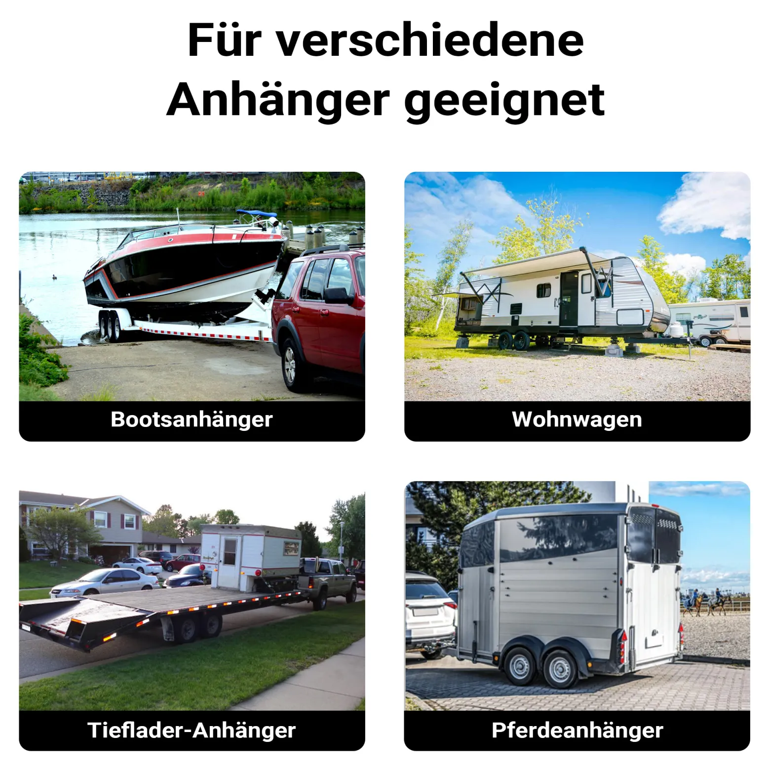 XPOtool Anhängerstütze 2 Stück, höhenverstellbar 510-760 mm, 130 x 90 x 760 mm, Abstellstütze mit 2 Klemmhaltern Ø 48 mm, Anhänger