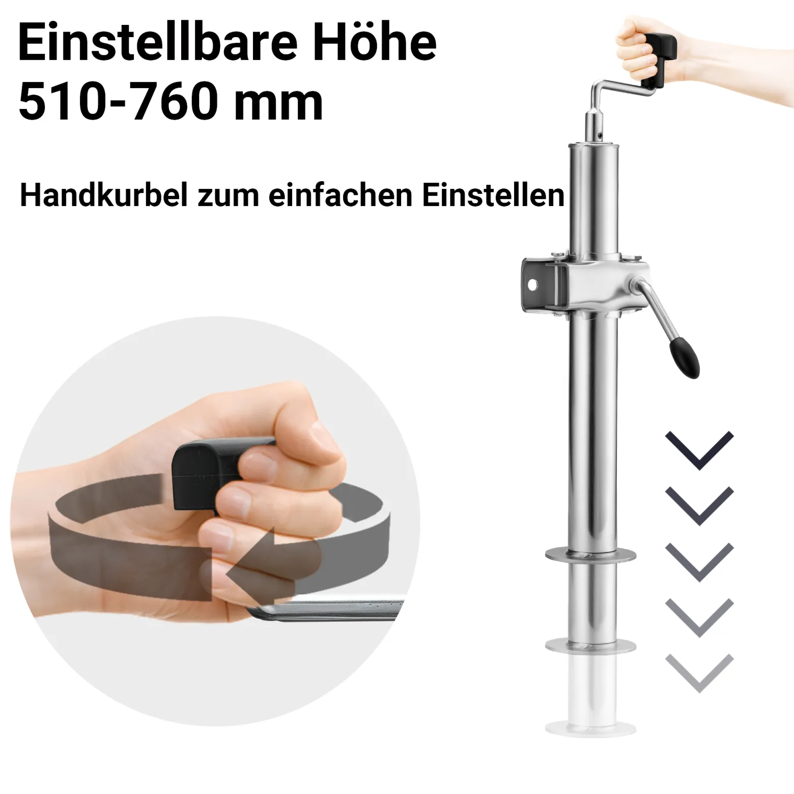 XPOtool Anhängerstütze 2 Stück, höhenverstellbar 510-760 mm, 130 x 90 x 760 mm, Abstellstütze mit 2 Klemmhaltern Ø 48 mm, Anhänger