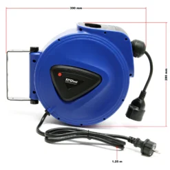 XPOtool Automatik Kabeltrommel 15 m mit Wandhalterung, 180° drehbar inkl. Montagematerial, automatische Stromtrommel