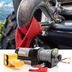 XPOtool Elektrische Seilwinde 907kg 12V, Seilzug mit 12,5m Stahlseil, 1PS Motorwinde für Offroad, Hebezug für Fahrzeuge, Anhänger und Boote