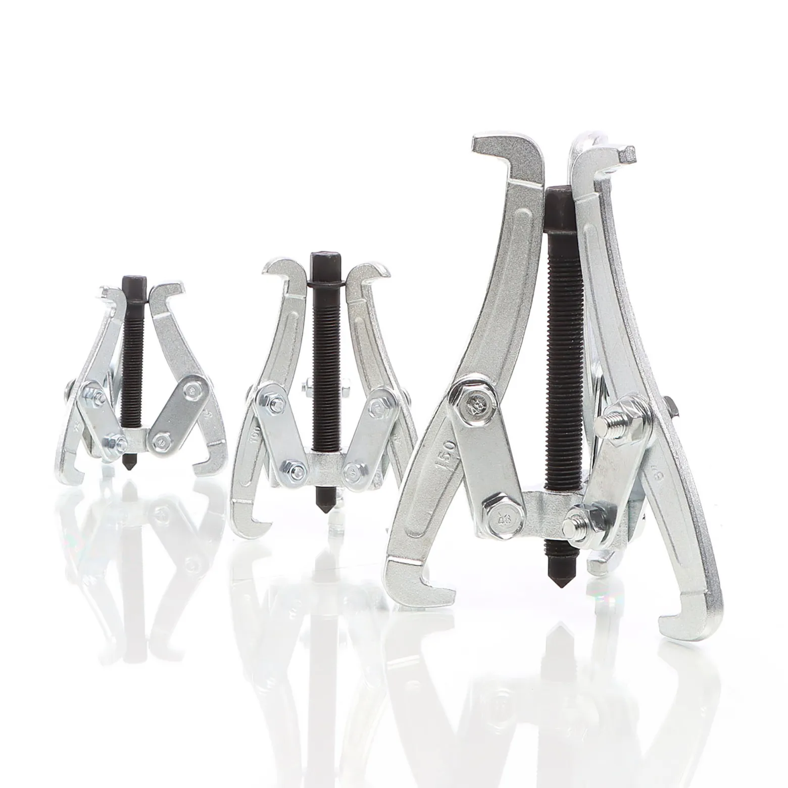 XPOtool Federspanner Satz 7-tlg. 375 mm aus Stahl, mit Klauen- & Kugelgelenkabzieher Montagespanner Audrücker, für Pkw Tuning Tieferlegung, Spannwerkzeug